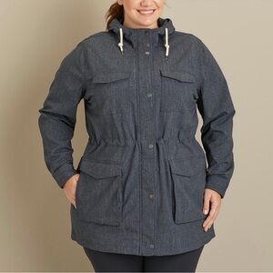 Duluth Trading Co Mist Master Jacket Hooded Full Zip Women 1X Gray Utility Parka